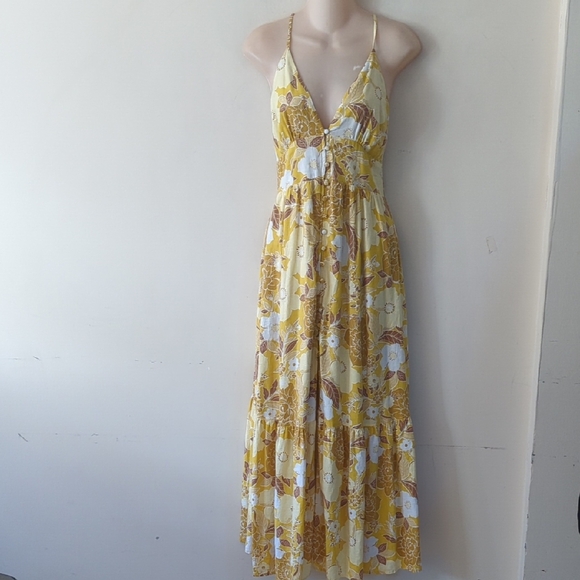 Abercrombie + Fitch Linen Blend Button Front Maxi Dress ST - Picture 4 of 15